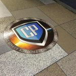 Concrete floor logo